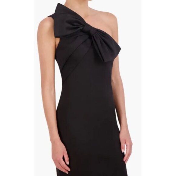Eliza J Womens Black Bow Detail One Shoulder Scuba Crepe Cocktail Dress Sz 6 New - Picture 4 of 8